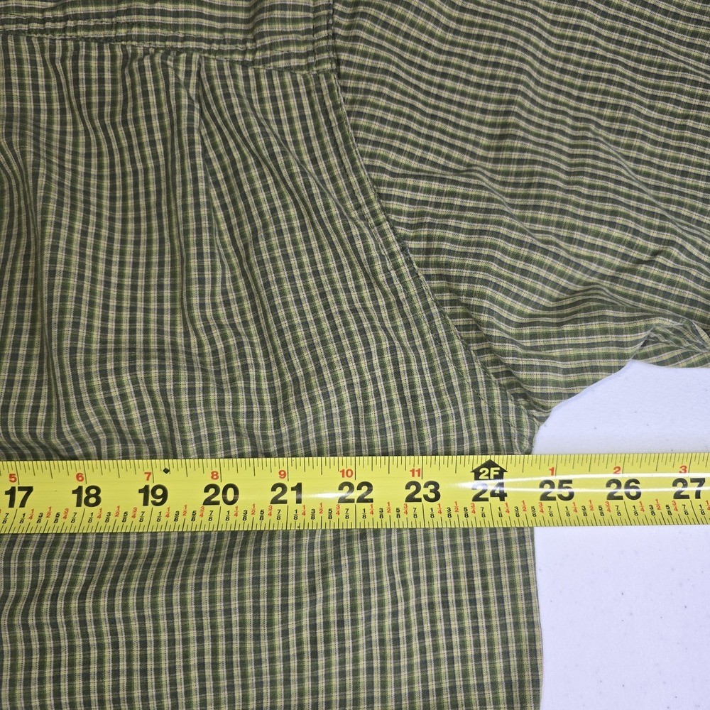 WRANGLER Men's Large Green Black Check Short Sleeve Fishing Shirt -1084 - Picture 8 of 8